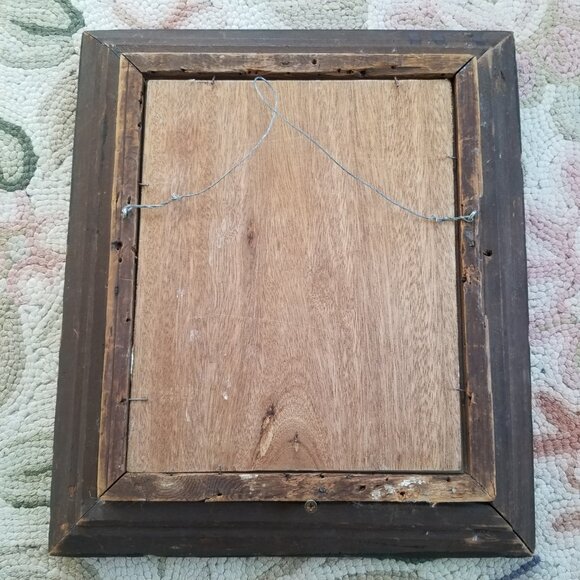 Vintage Painting Child On Beach in Antique Wood Frame w/Glass - Picture 7 of 9